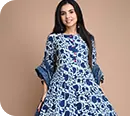 Blue hand block printed cotton kurti by Aarav Collection