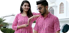 Pink printed couple outfits by Aarav Collection
