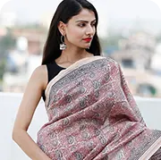 Hand block printed saree by Aarav Collection