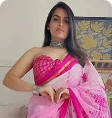 Pink printed saree by Aarav Collection