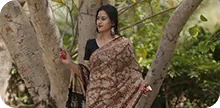 Earthy hand block printed saree by Aarav Collection