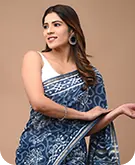 Indigo printed saree by Aarav Collection