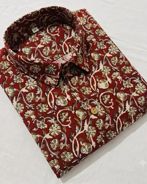 Men's hand block printed cotton shirt