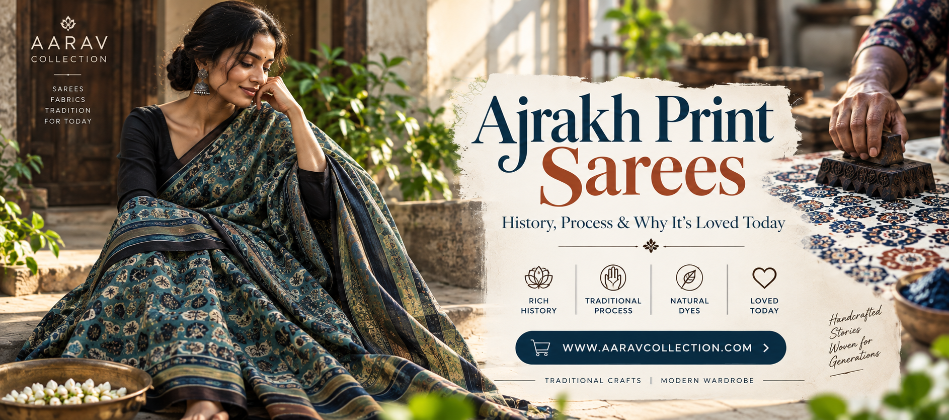 Ajrakh Print Sarees History and Process Guide