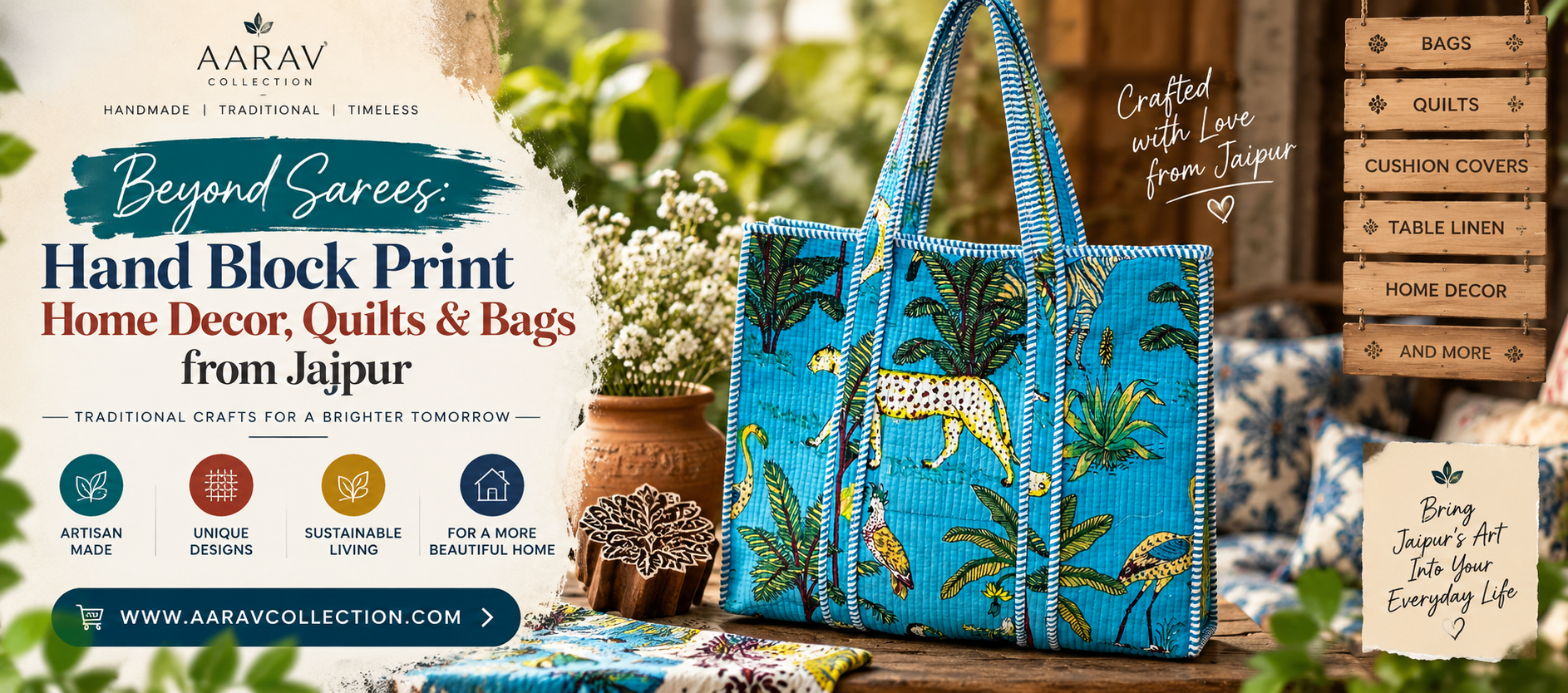 Hand Block Print Home Decor Quilts and Bags