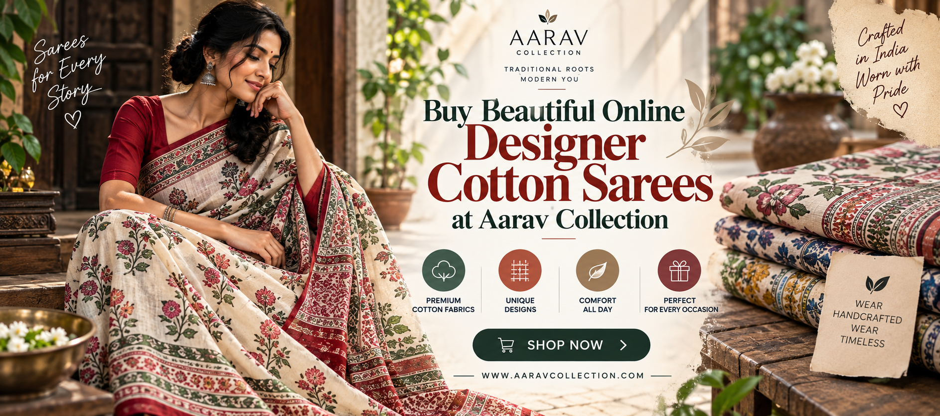 Buy Beautiful Online Designer Cotton Sarees