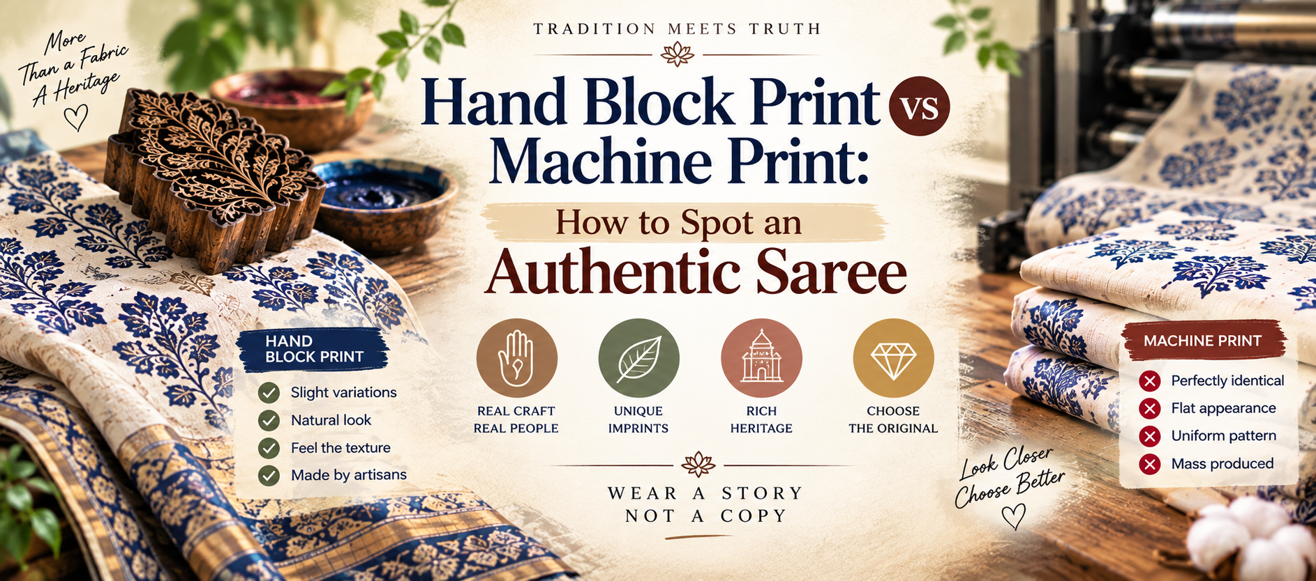 Hand Block Print vs Machine Print Comparison