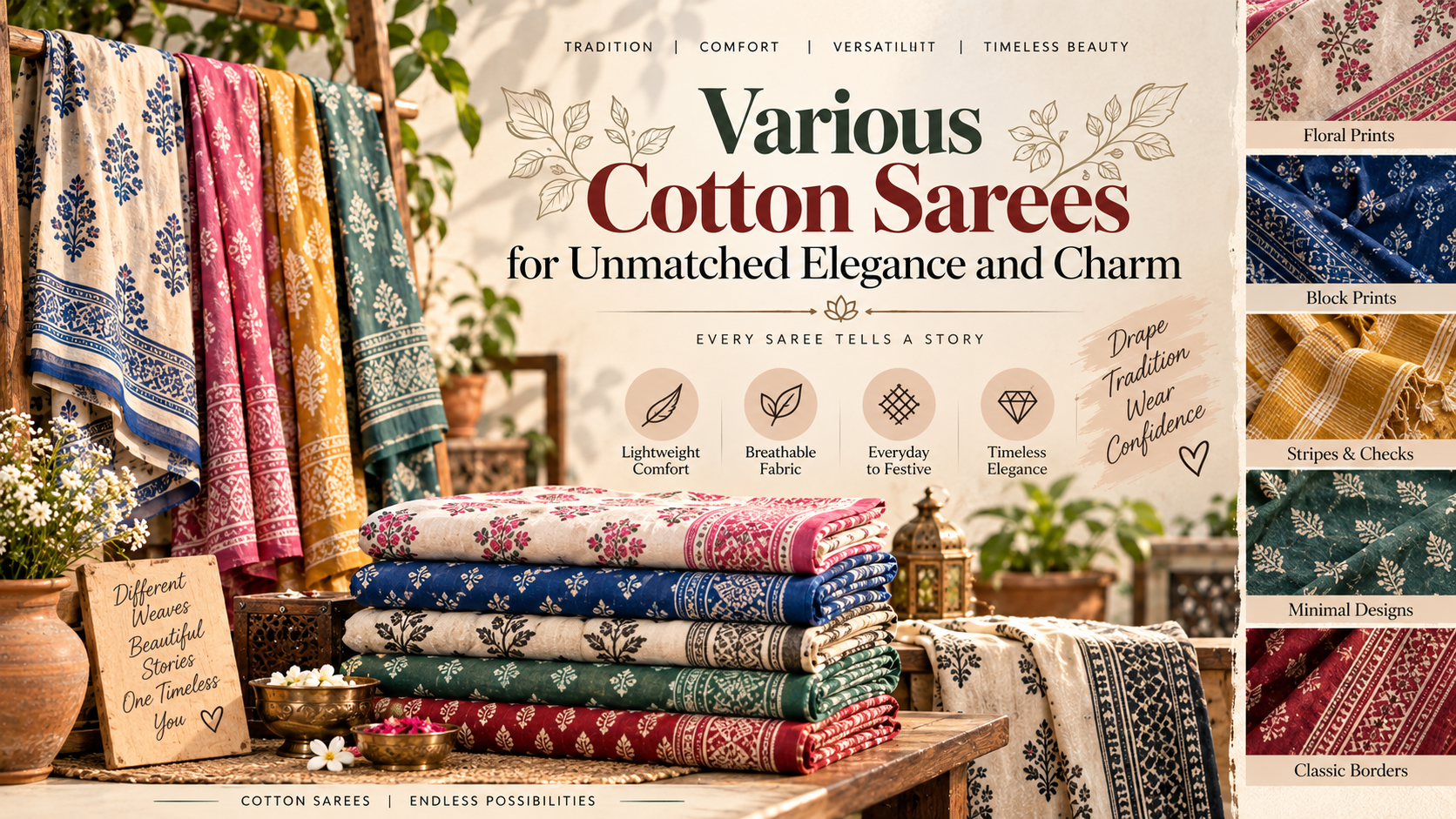 Various Cotton Sarees for Unmatched Elegance and Charm